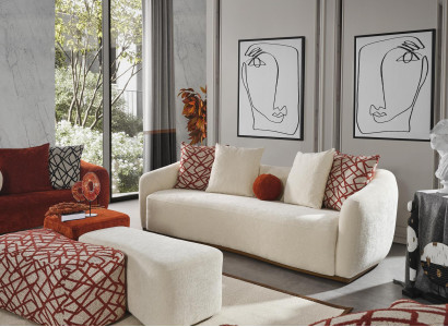 Viersitzer Sofa 4 Sitzer Sofas Modern Design Stoff Polyester Weiß Neu